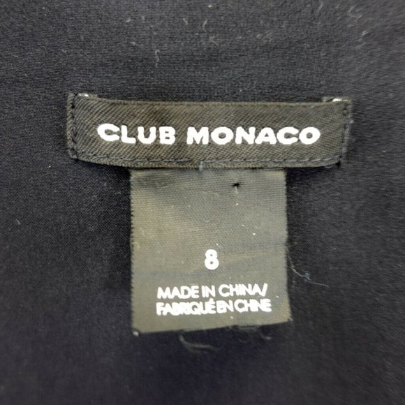 CLUB MONACO Navy Blue Shift Midi Dress 8 MEDIUM Puff Sleeve Scoop Neck A-line - Picture 3 of 13